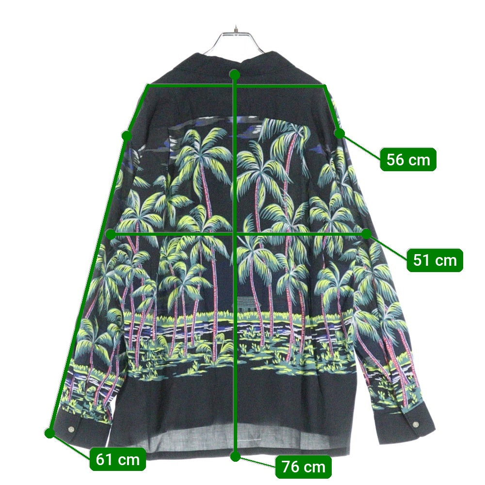 MAGIC STICK(マジックスティック) 23SS DK PALMS HAWAIIAN SHIRT by Reyn Spooner ハワイアン長袖シャツ ブラック/マルチカラー 23SS-MS1-002