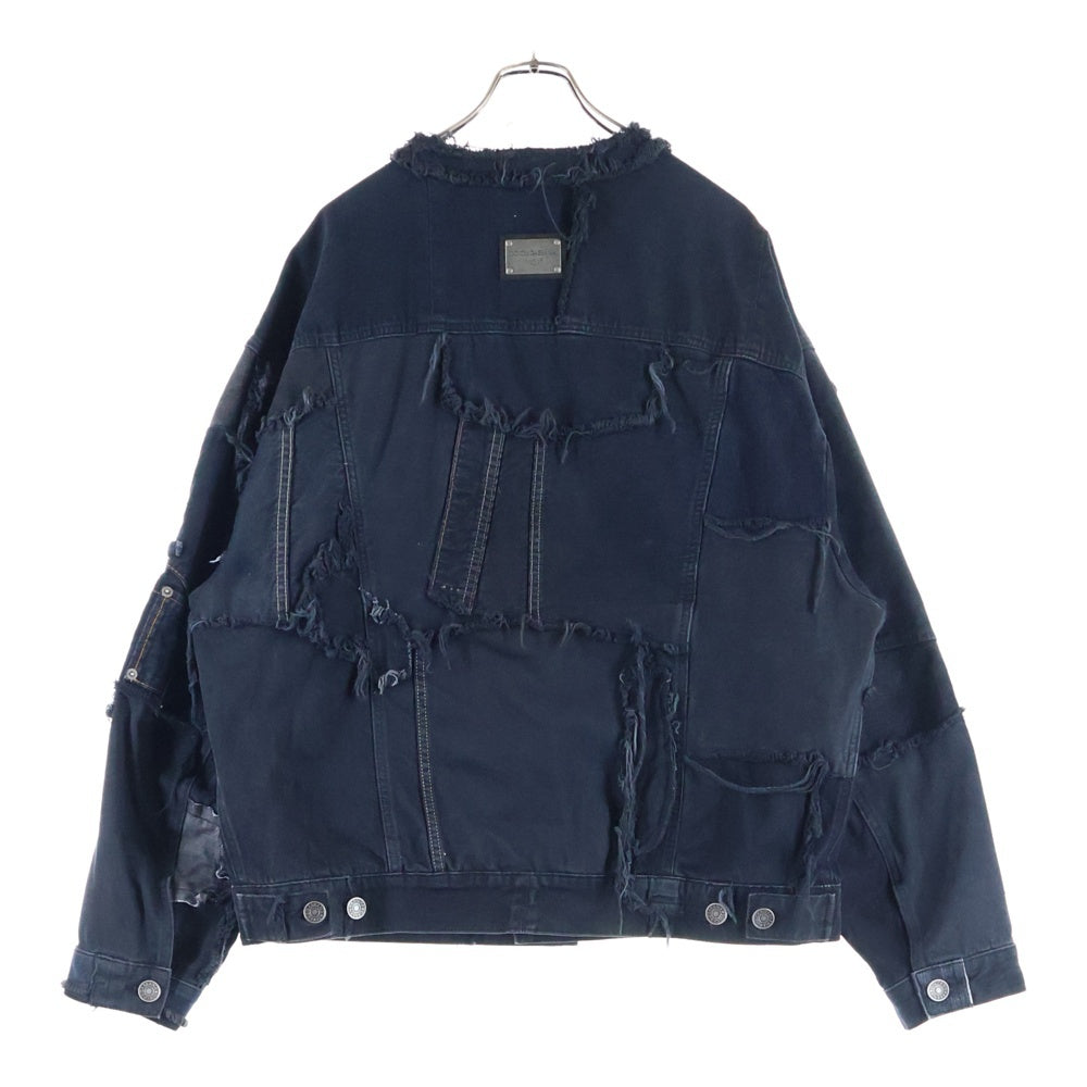 DOLCE & GABBANA(ドルチェアンドガッバーナ) ダメージ加工 パッチワーク 再構築デニムジャケット ブラック