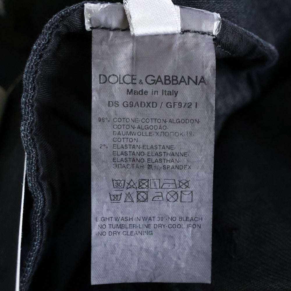 DOLCE & GABBANA(ドルチェアンドガッバーナ) ダメージ加工 パッチワーク 再構築デニムジャケット ブラック