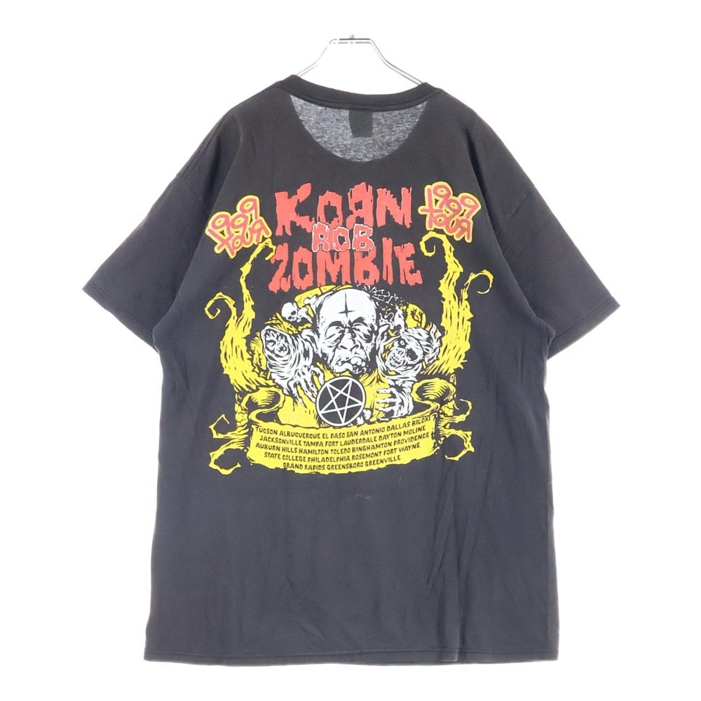 VINTAGE(ヴィンテージ) 00's KORN ROB ZOMBIE 1999 TOUR BOOTLEG コーン ロブゾンビ 1999年ツアー ブート 半袖Tシャツ カットソー ブラック
