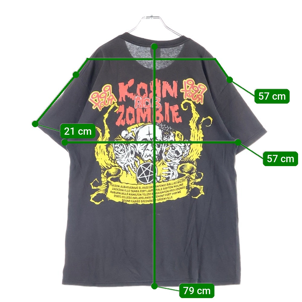 VINTAGE(ヴィンテージ) 00's KORN ROB ZOMBIE 1999 TOUR BOOTLEG コーン ロブゾンビ 1999年ツアー ブート 半袖Tシャツ カットソー ブラック