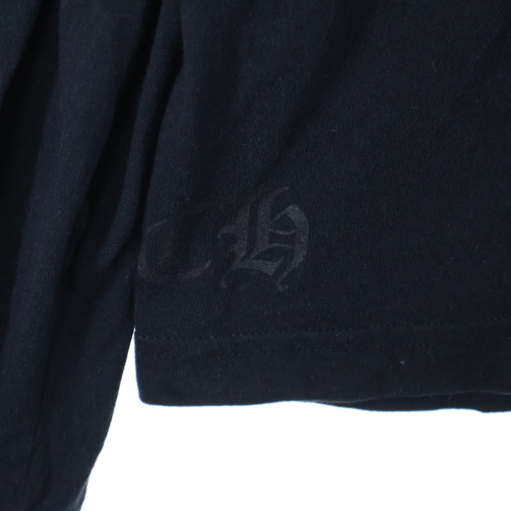 CHROME HEARTS(クロムハーツ) FLRL CRS HORSESHOE L/S バックホースシュー 袖フローラル ロングスリーブカットソー 長袖Tシャツ ロンT ブラック