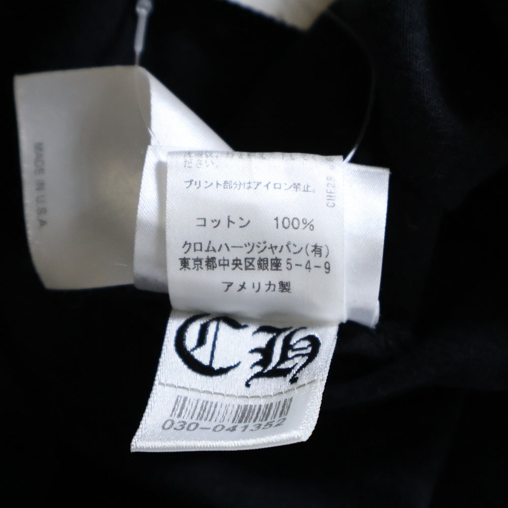 CHROME HEARTS(クロムハーツ) FLRL CRS HORSESHOE L/S バックホースシュー 袖フローラル ロングスリーブカットソー 長袖Tシャツ ロンT ブラック