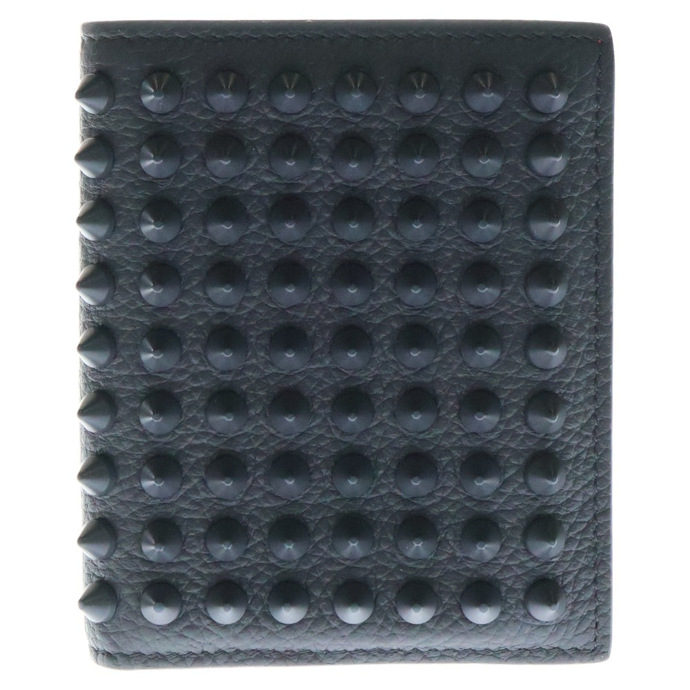 CHRISTIAN LOUBOUTIN(クリスチャンルブタン) PAROS SPIKES パロス スパイクス 二つ折り財布 ウォレット グレー/レッド 1165160