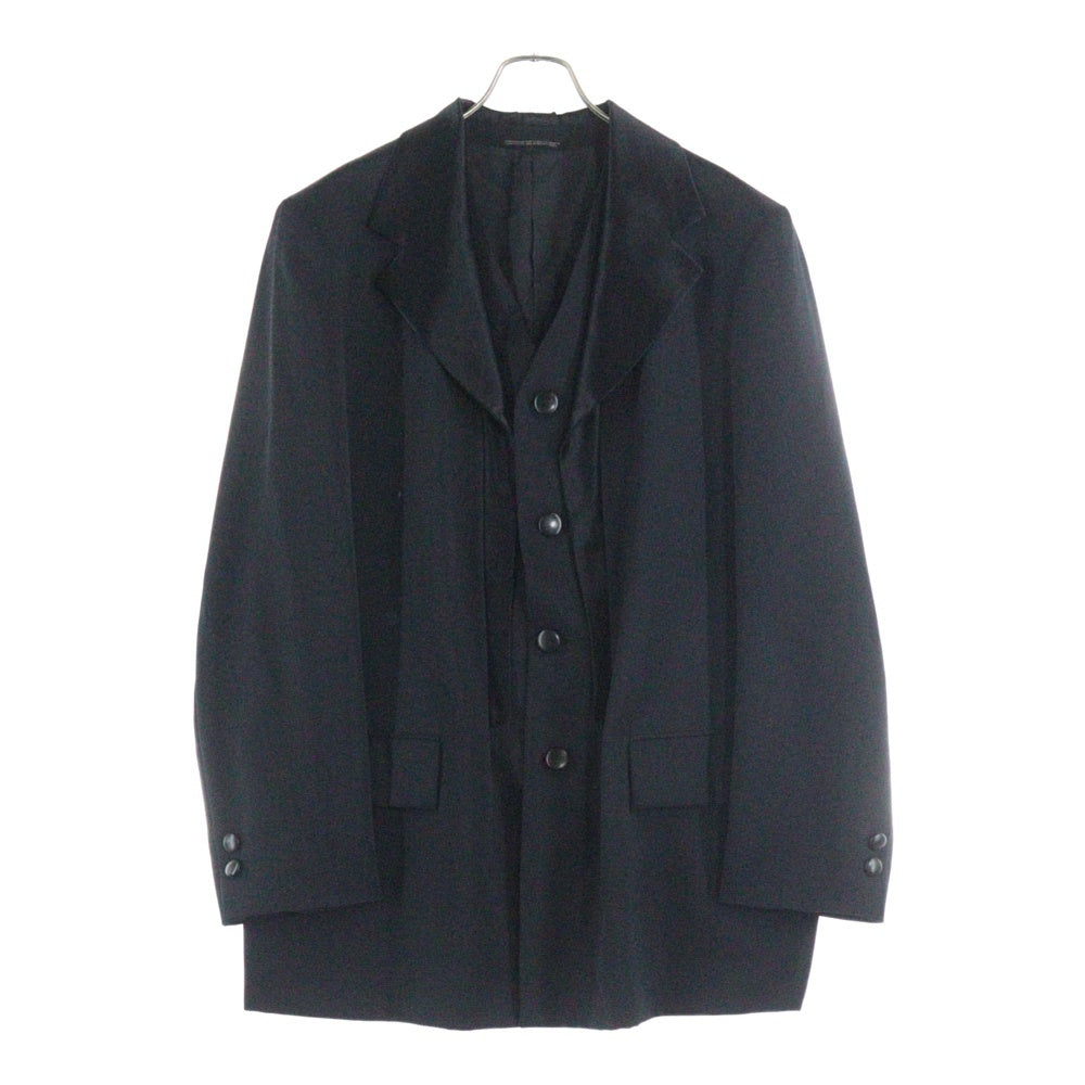 Yohji Yamamoto POUR HOMME(ヨウジヤマモト プールオム) 99AW 襟アセテートドッキング テーラードジャケット ブラック HN-J42-191