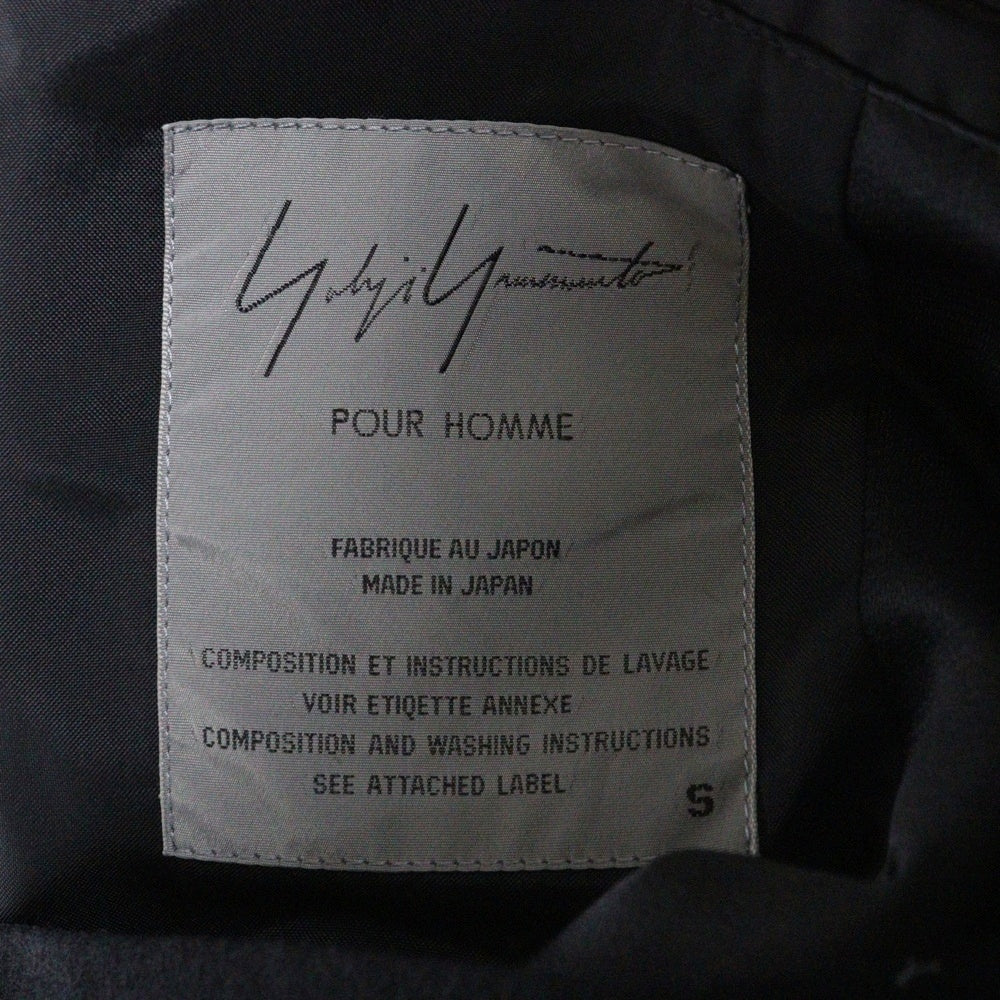 Yohji Yamamoto POUR HOMME(ヨウジヤマモト プールオム) 99AW フロントフックボタン ウールノーカラーコート ブラック HN-J29-151