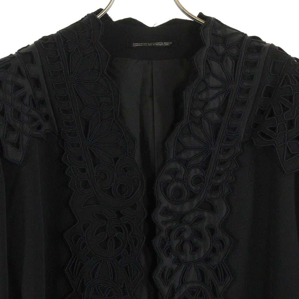Yohji Yamamoto POUR HOMME(ヨウジヤマモト プールオム) 00AW クチュール期 刺繍ノーカラージャケット ブラック HT-J21-101