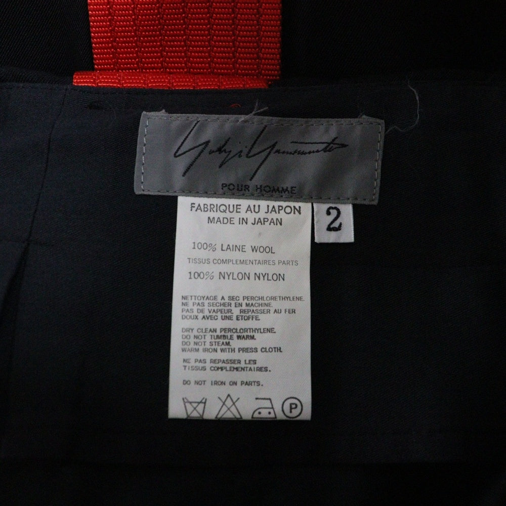 Yohji Yamamoto POUR HOMME(ヨウジヤマモト プールオム) 00SS アジアの不良 シートベルトパンツ トラウザー ブラック/レッド HB-P78-109
