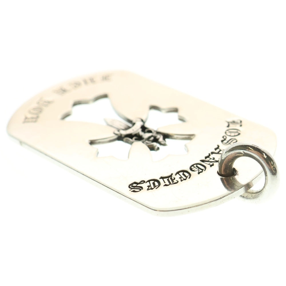 CHROME HEARTS(クロムハーツ) D TAG LRG CROSS DAGG LOS ANGELES ロサンゼルス限定 カットアウトクロスダガー ラージドッグタグ ネックレストップ シルバー