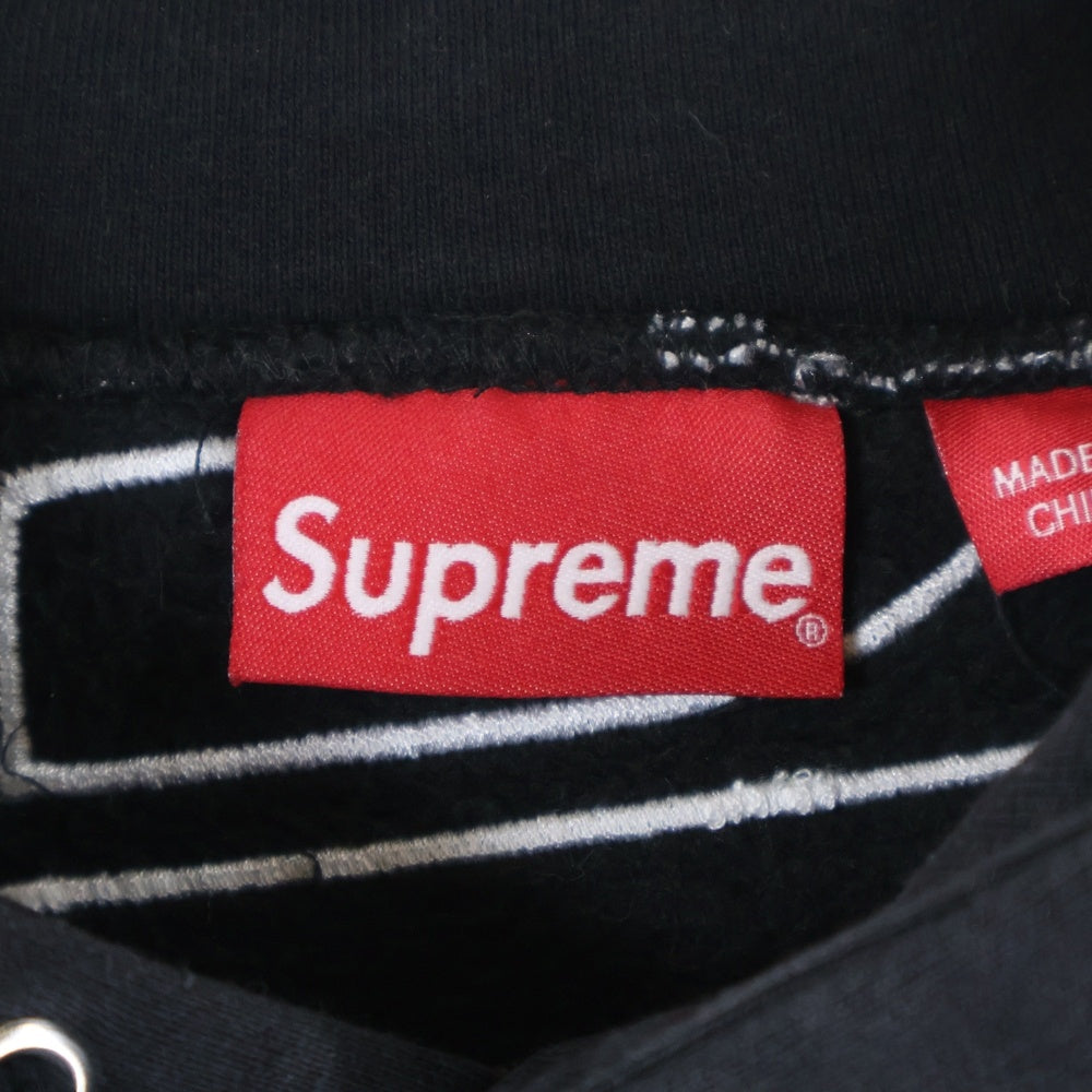 SUPREME(シュプリーム) 22AW Satin Applique Hooded Sweatshirt Mint サテンアップリケ バックロゴプルオーバーパーカー ブラック