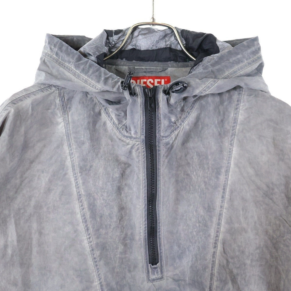 DIESEL(ディーゼル) 25SS J-Noode-A Packable hooded anorak jacket ナイロン ハーフジップ アノラックジャケット グレー A16207