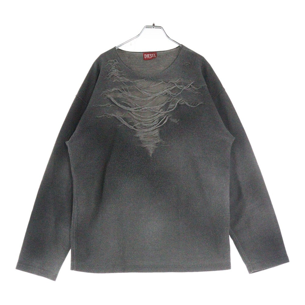 DIESEL(ディーゼル) 25SS S-RUBEN A18216 デストロイ加工 スウェットシャツ グレー A18216