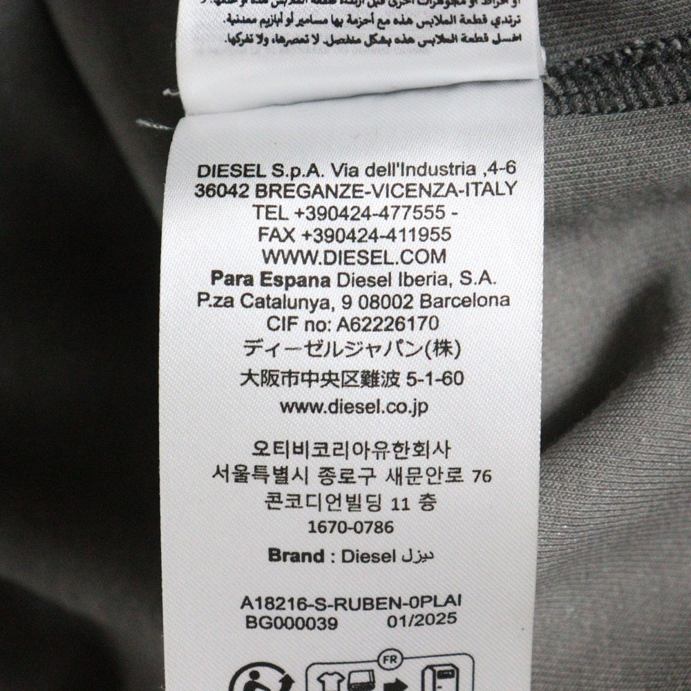 DIESEL(ディーゼル) 25SS S-RUBEN A18216 デストロイ加工 スウェットシャツ グレー A18216