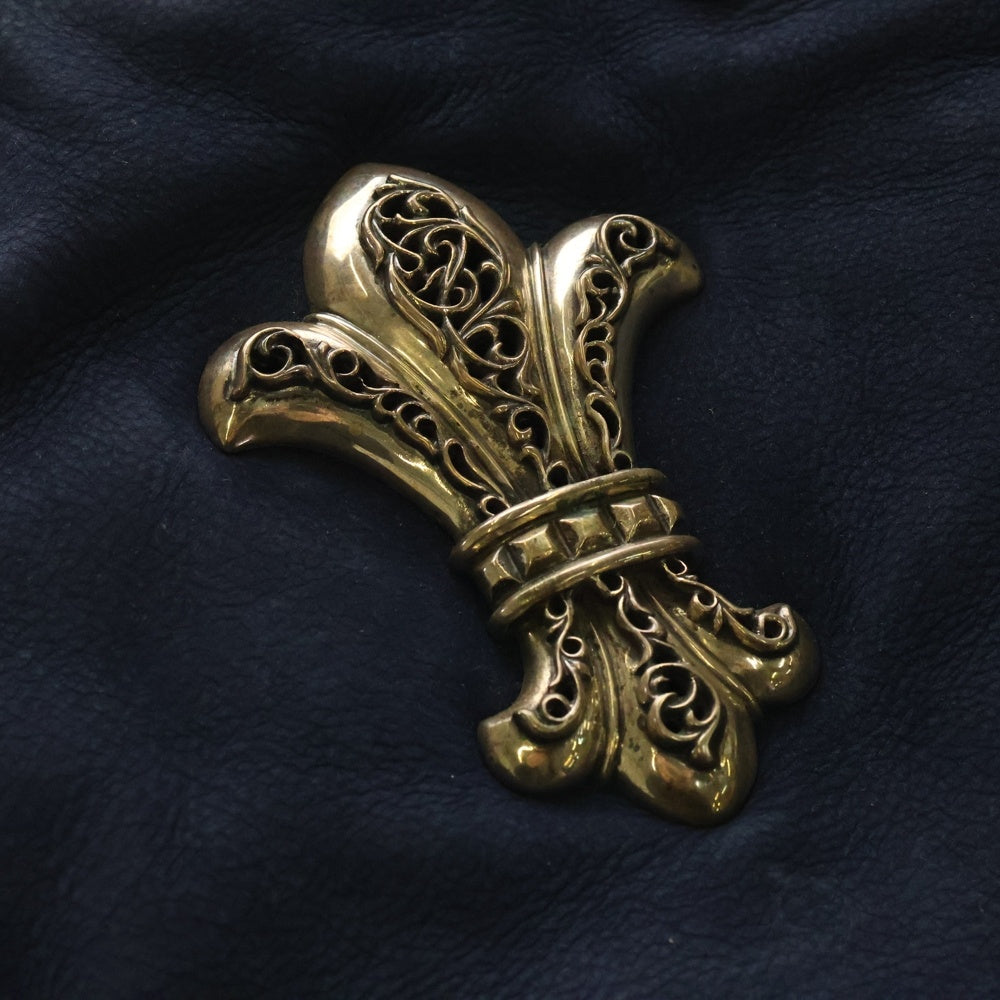 CHROME HEARTS(クロムハーツ) #2 SLOUCHY スラウチー スエード切替CHフレア装飾 ハンドバッグ ネイビー