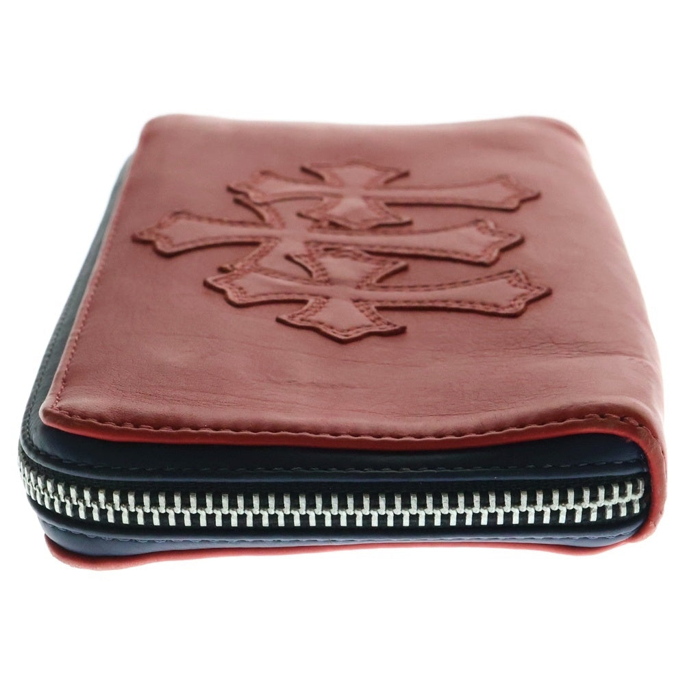 CHROME HEARTS(クロムハーツ) REC F ZIP 3クロス ラウンドジップレザーウォレット 財布 レッド/ブルー