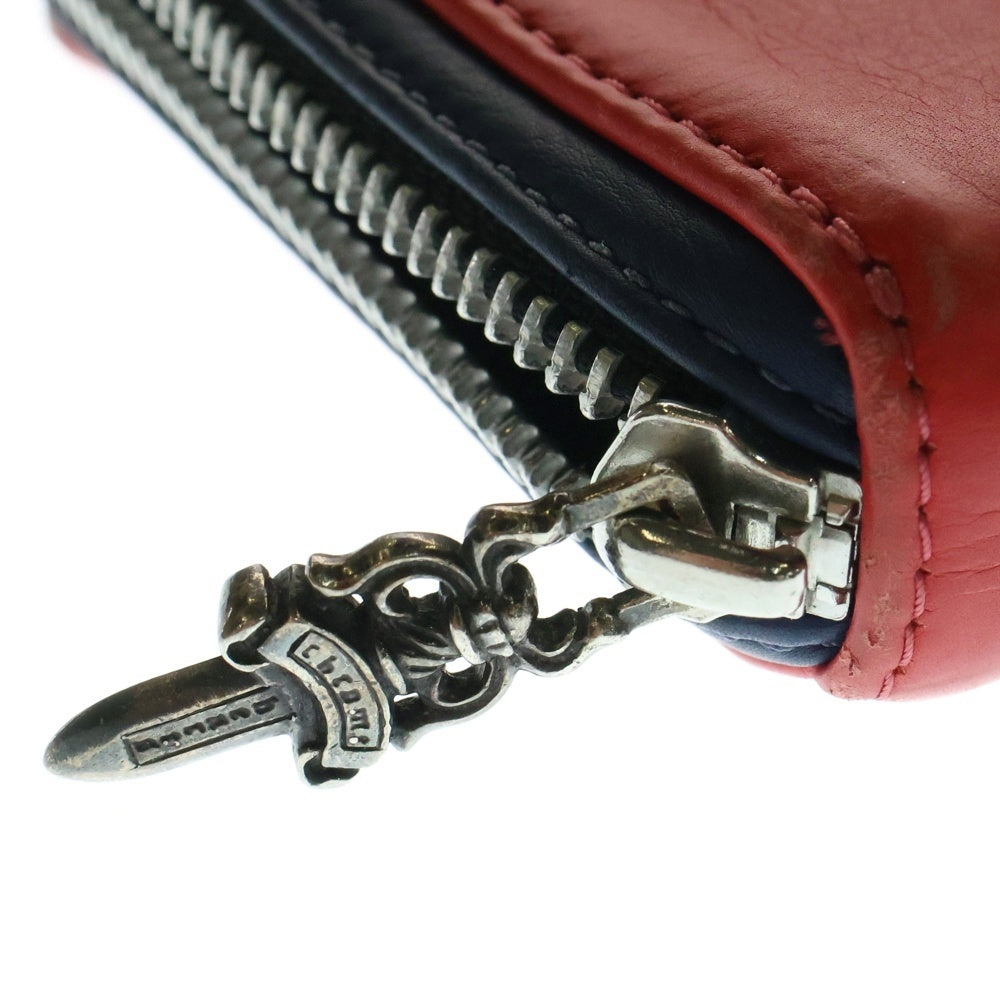 CHROME HEARTS(クロムハーツ) REC F ZIP 3クロス ラウンドジップレザーウォレット 財布 レッド/ブルー