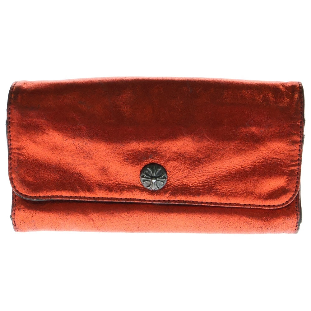 CHROME HEARTS(クロムハーツ) JUDY CROSS BALL ジュディ クロス ボール ボタン レザーウォレット 長財布 レッド