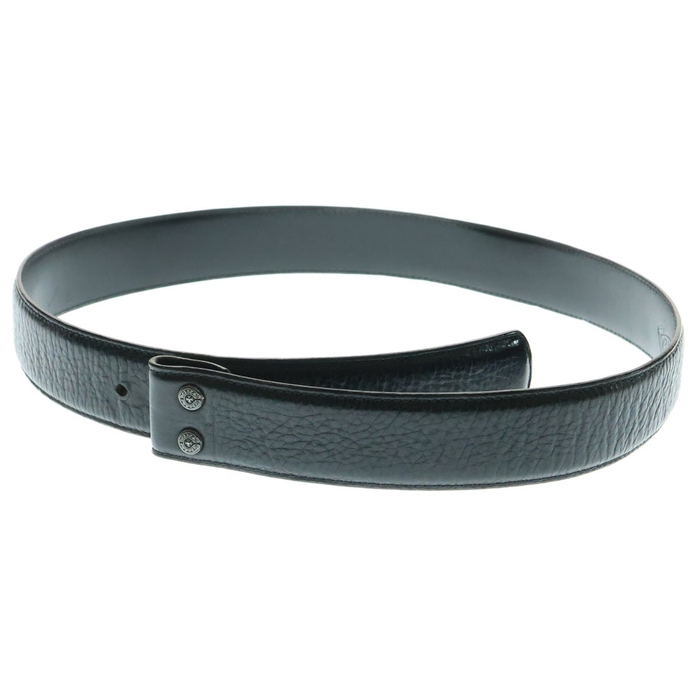 CHROME HEARTS(クロムハーツ) 1.5 STRAP 1.5inchスクロールレーベルリベッツ レザーベルト ブラック