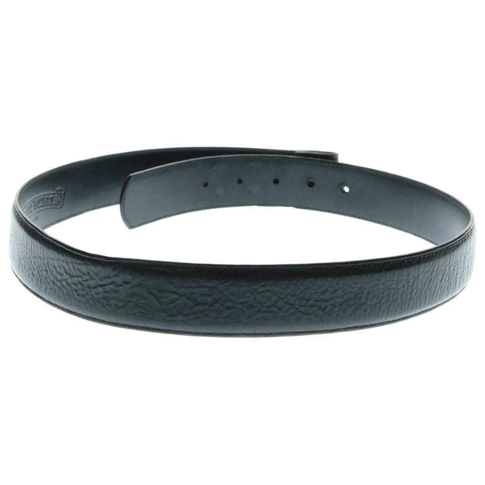 CHROME HEARTS(クロムハーツ) 1.5 STRAP 1.5inchスクロールレーベルリベッツ レザーベルト ブラック