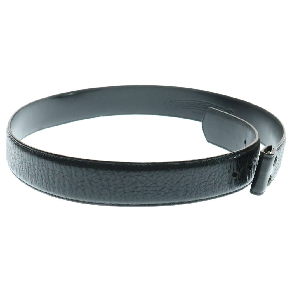 CHROME HEARTS(クロムハーツ) 1.5 STRAP 1.5inchスクロールレーベルリベッツ レザーベルト ブラック