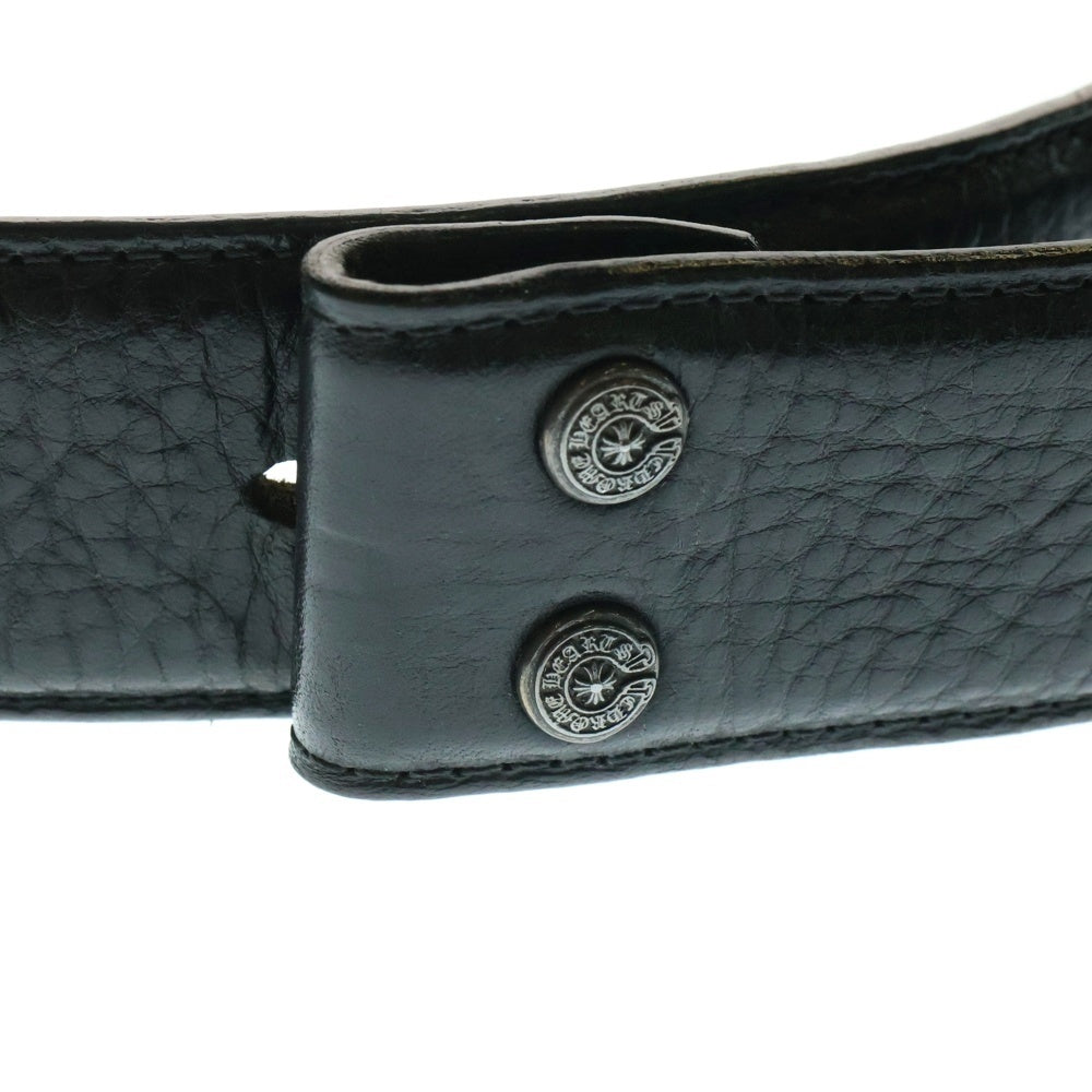 CHROME HEARTS(クロムハーツ) 1.5 STRAP 1.5inchスクロールレーベルリベッツ レザーベルト ブラック