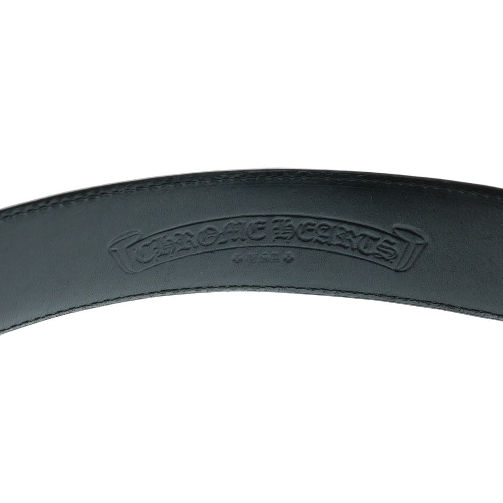 CHROME HEARTS(クロムハーツ) 1.5 STRAP 1.5inchスクロールレーベルリベッツ レザーベルト ブラック