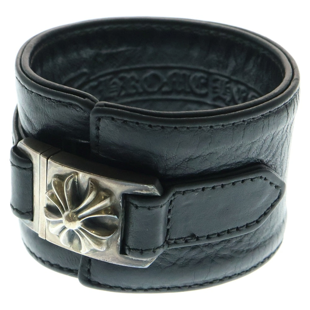 CHROME HEARTS(クロムハーツ) WIDE HARNESS CLASP ワイドハーネスクラスプ レザーブレスレット ブラック/シルバー