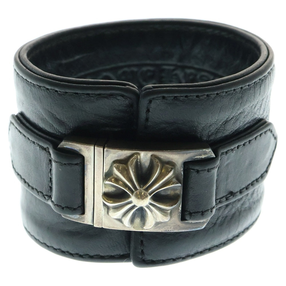 CHROME HEARTS(クロムハーツ) WIDE HARNESS CLASP ワイドハーネスクラスプ レザーブレスレット ブラック/シルバー