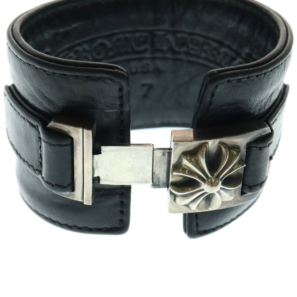 CHROME HEARTS(クロムハーツ) WIDE HARNESS CLASP ワイドハーネスクラスプ レザーブレスレット ブラック/シルバー
