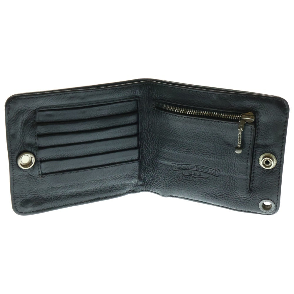 CHROME HEARTS(クロムハーツ) 1SNAP 1スナップ フローラル ボールボタン レザーウォレット 財布 ブルー