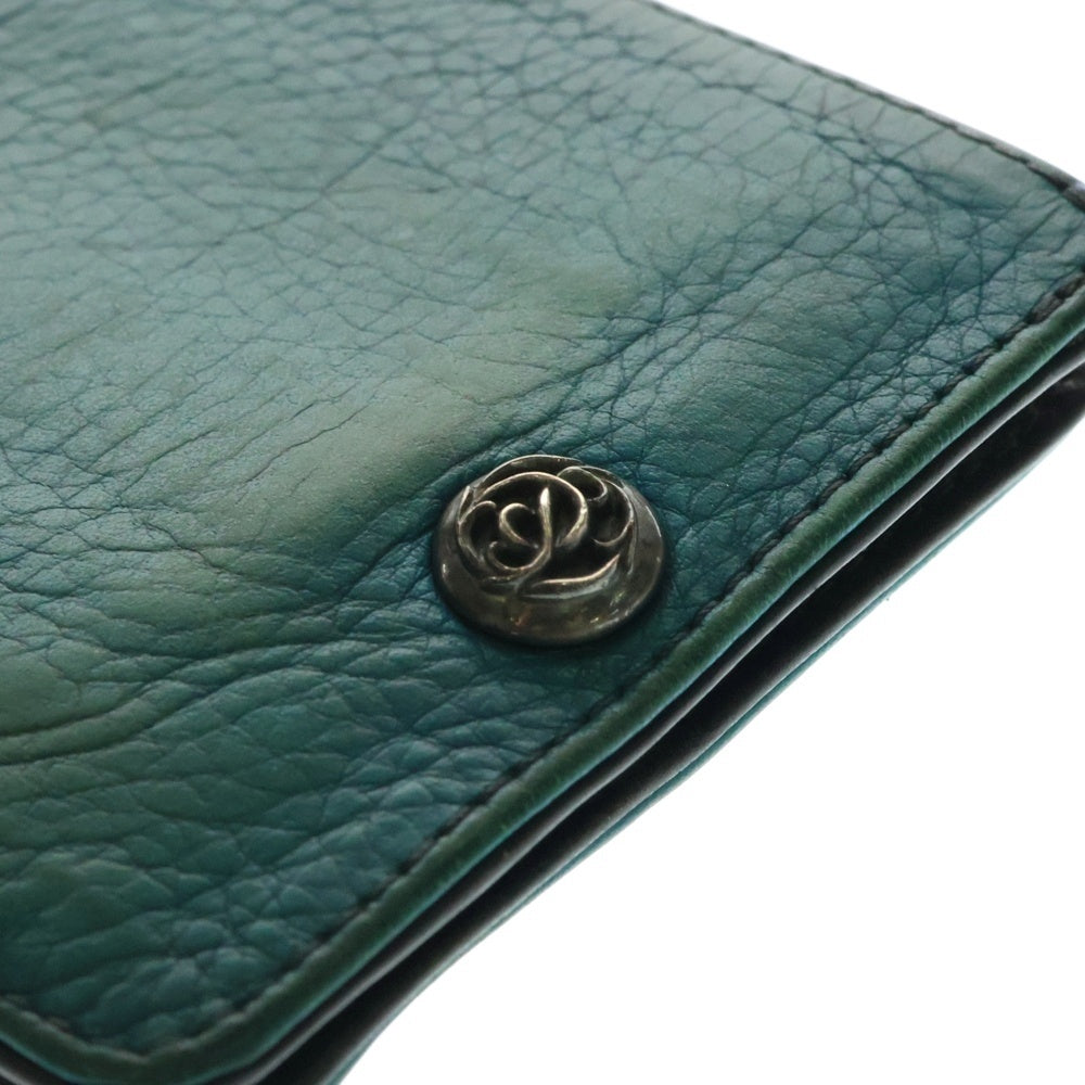 CHROME HEARTS(クロムハーツ) 1SNAP 1スナップ フローラル ボールボタン レザーウォレット 財布 ブルー