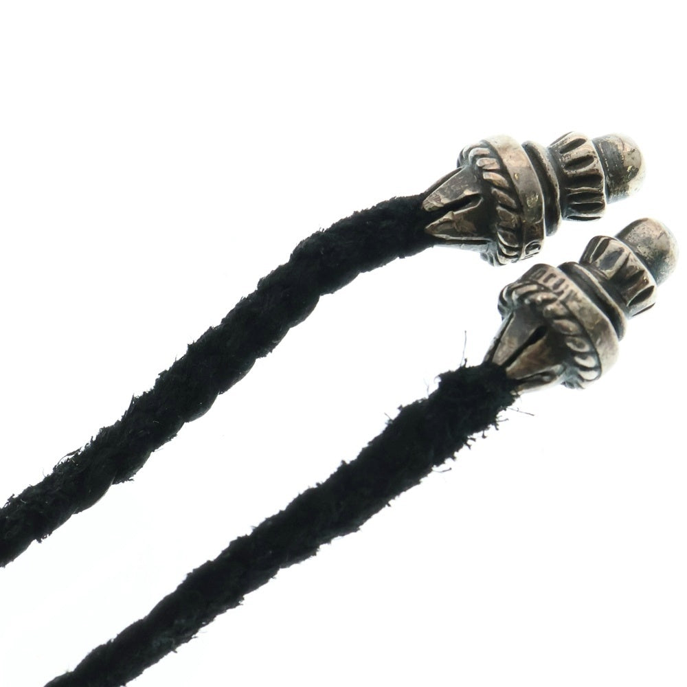 CHROME HEARTS(クロムハーツ) LEATHER BRAID ネックレス ボロチップ レザーブレイドネックレス ブラック/シルバー