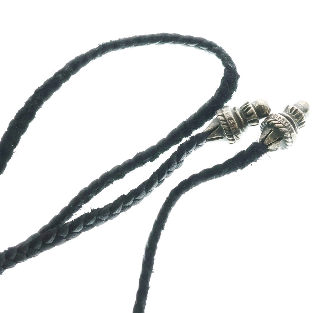 CHROME HEARTS(クロムハーツ) LEATHER BRAID ネックレス ボロチップ レザーブレイドネックレス ブラック/シルバー