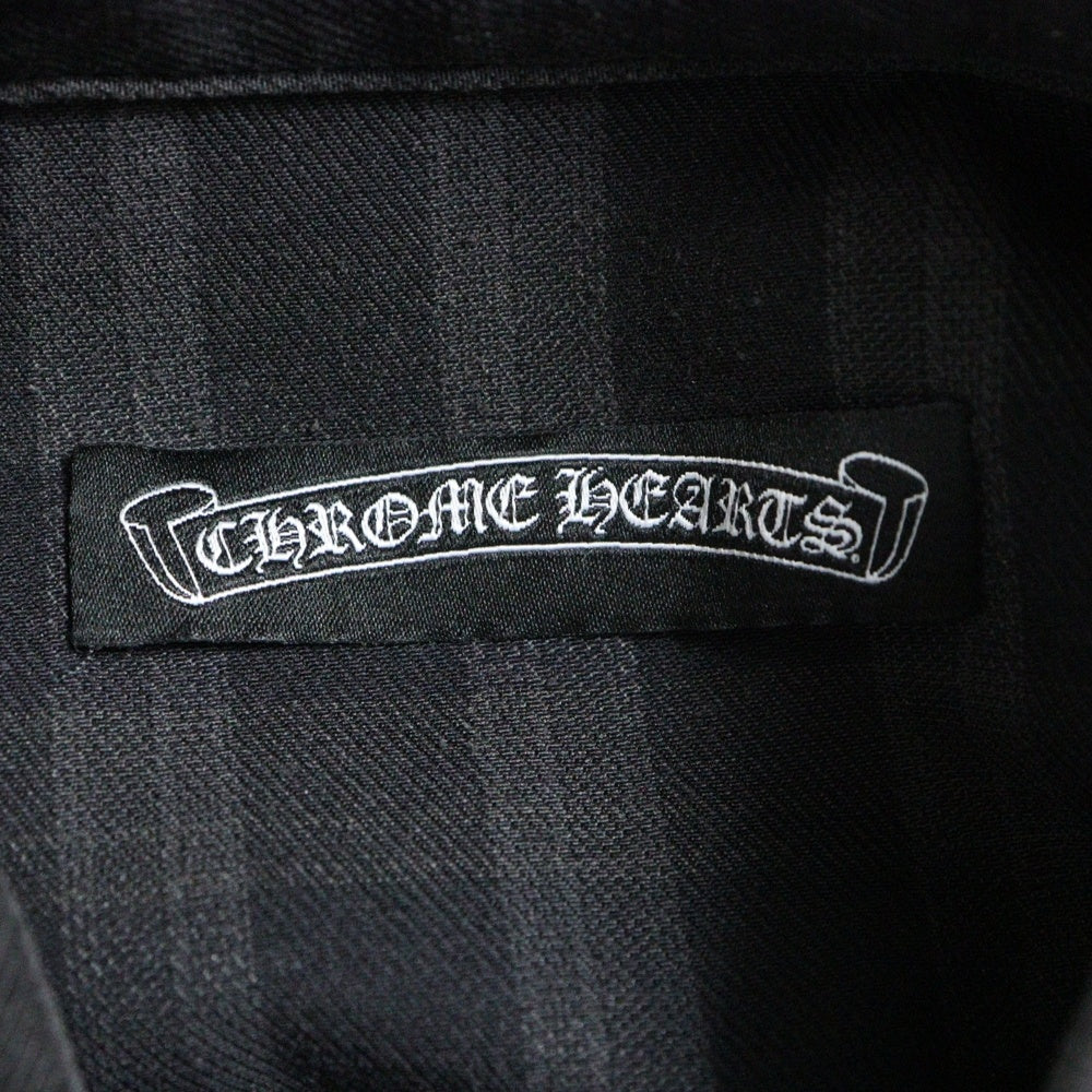 CHROME HEARTS(クロムハーツ) OLD WESTERN CROSS クロスパッチ付き フローラルクロスボタン ウエスタン長袖シャツ JVPタグ グレー調