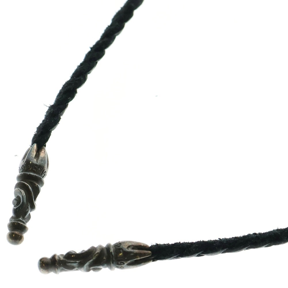 CHROME HEARTS(クロムハーツ) LEATHER BRAID SCROLL ネックレス レザーブレイドネックレス ブラック/シルバー BCA377