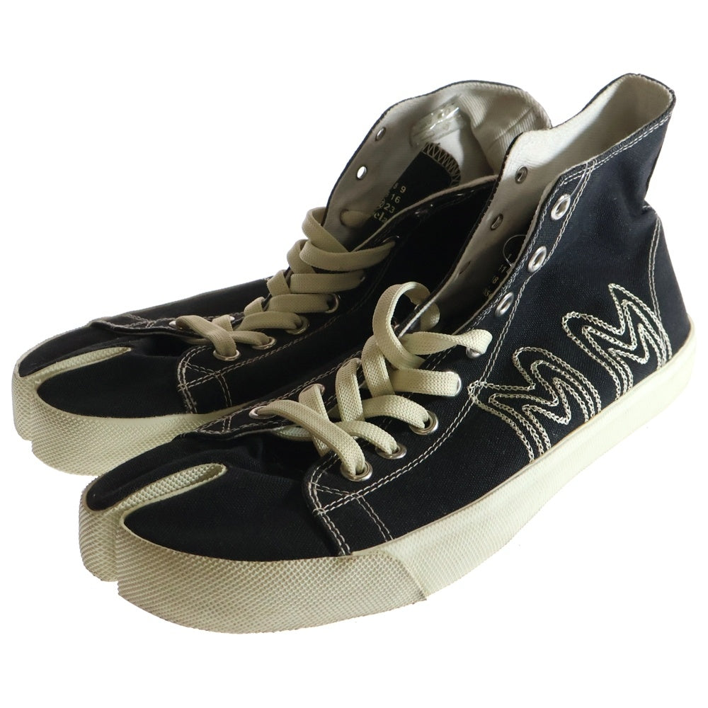 Maison Margiela 22(メゾンマルジェラ) LOGO TABI CANVAS ロゴ タビ キャンバス ハイカットスニーカー ブラック