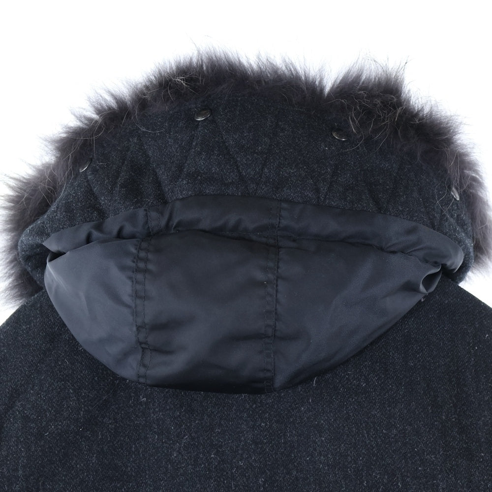 TATRAS(タトラス) 18AW R LINE Rライン ウール切り替えコート ダウンジャケット ラクーンファー フード ブラック MTA19A4580