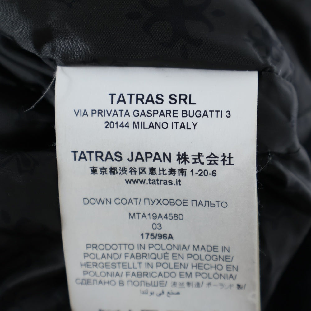 TATRAS(タトラス) 18AW R LINE Rライン ウール切り替えコート ダウンジャケット ラクーンファー フード ブラック MTA19A4580
