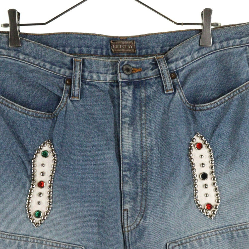 KAPITAL(キャピタル) 24SS 14oz DENIM SHORTS STUDS REMAKE スタッズ付き リメイクデニムショーツ インディゴ EK-1626SP