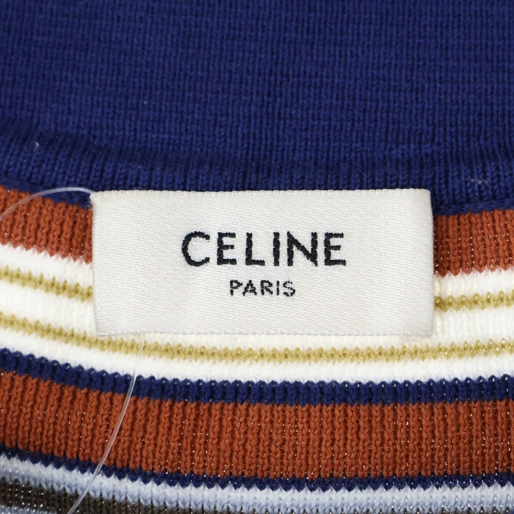 CELINE(セリーヌ) Triomphe Loose Polo トリオンフ ストライプ ルーズポロ ポロシャツ ネイビー/オレンジ/エクリュ RY0BK886Z.FZQ0