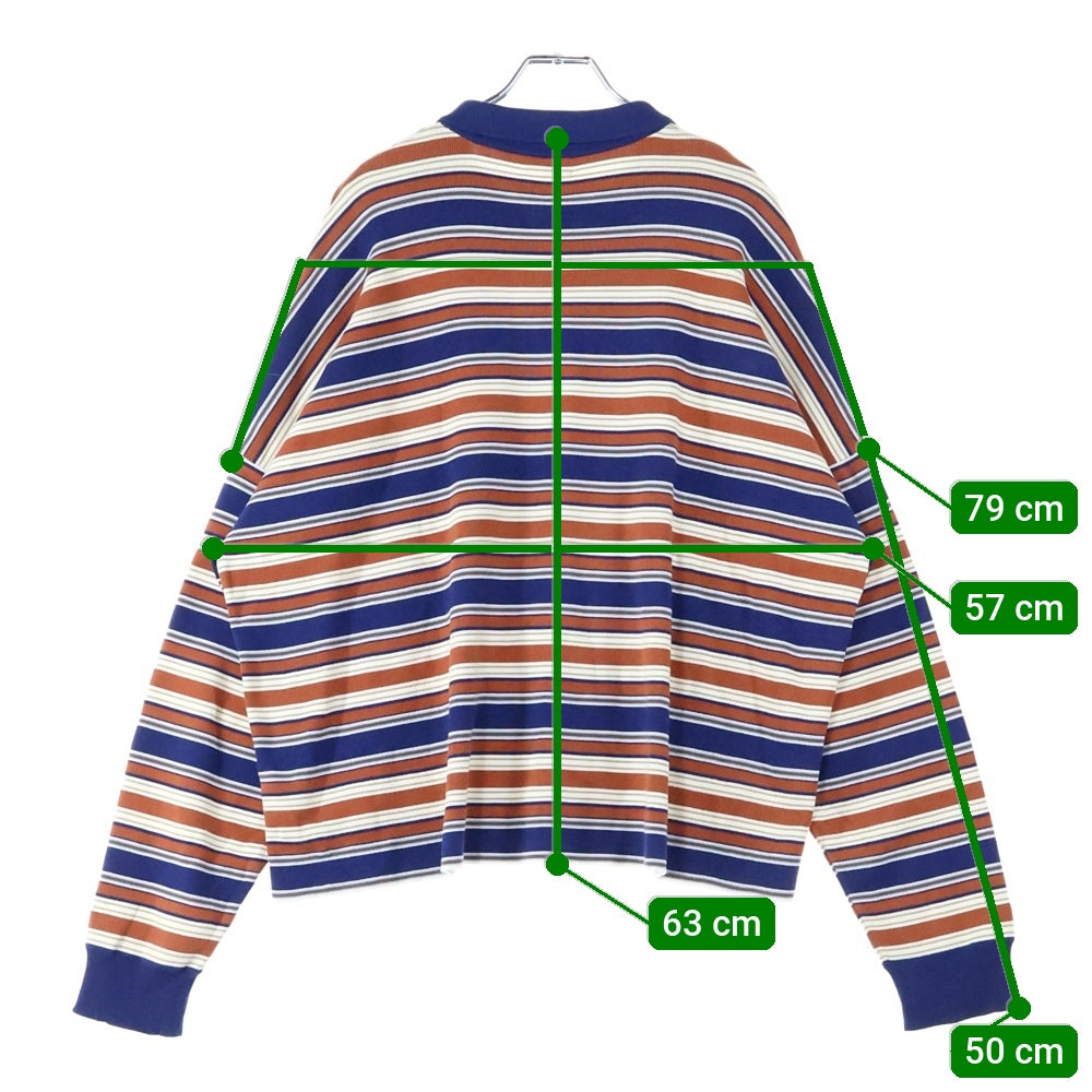 CELINE(セリーヌ) Triomphe Loose Polo トリオンフ ストライプ ルーズポロ ポロシャツ ネイビー/オレンジ/エクリュ RY0BK886Z.FZQ0