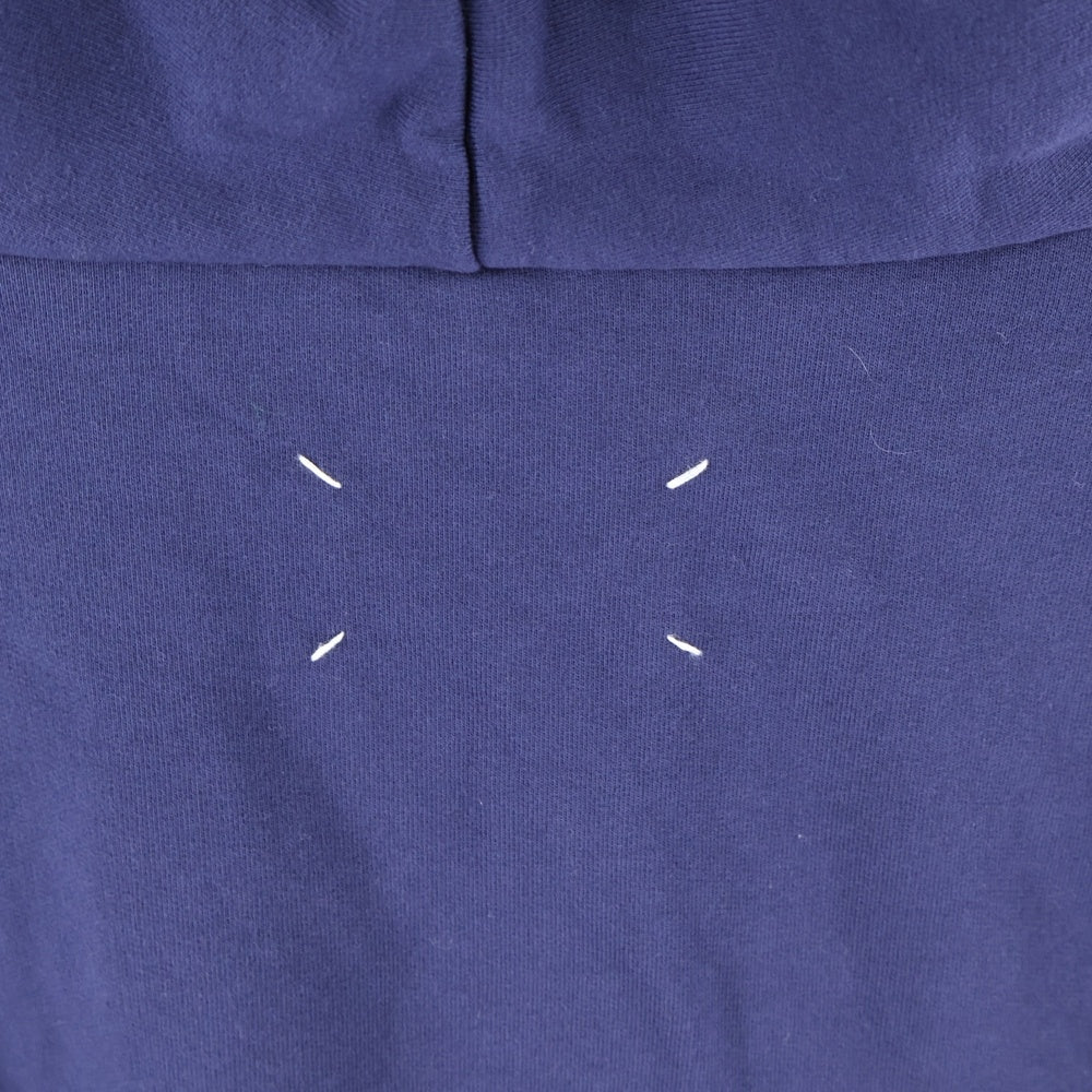Maison Margiela 10(メゾン マルジェラ) 21SS フロント刺繍ロゴ スウェットプルオーバーパーカー ネイビー/レッド S50GU0163