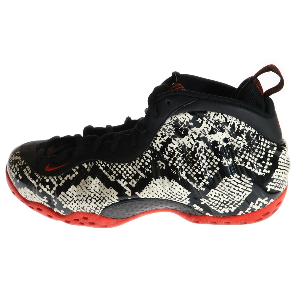 NIKE(ナイキ) AIR FOAMPOSITE ONE 314996-101 エアフォームポジットワン アルビノスネークスキン ハイカットスニーカー ブラック/ホワイト US12/30cm