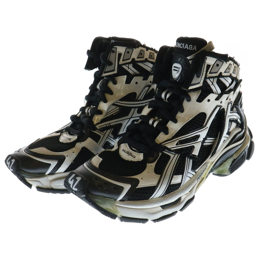 BALENCIAGA(バレンシアガ) RUNNER HIGHTOP ランナー ハイトップ リペア加工 ミドルカット スニーカー ブラック/ホワイト 42