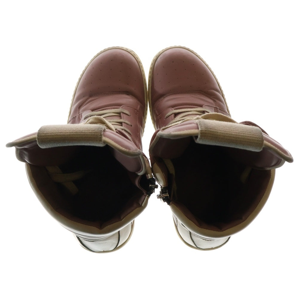 Rick Owens(リックオウエンス) GEOBASKET ジオバスケット レザーハイカットスニーカー ホワイト/ピンク