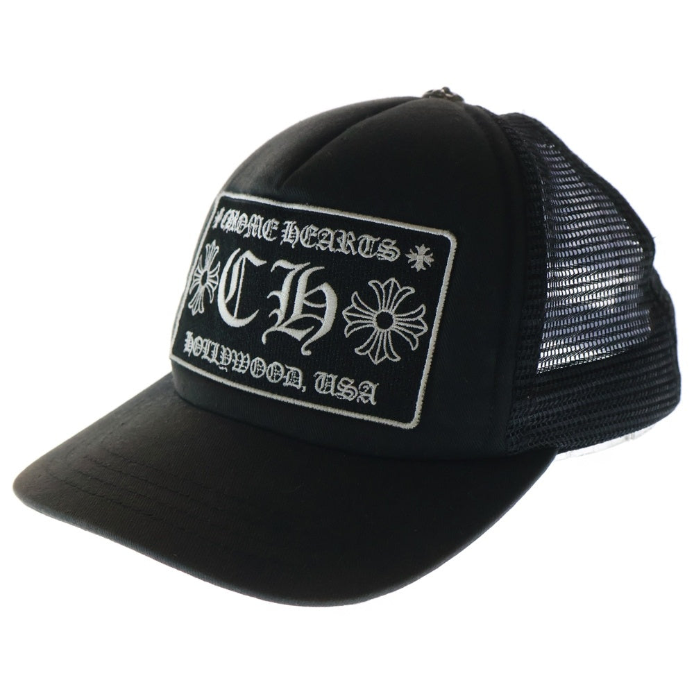 CHROME HEARTS(クロムハーツ) TRUCKER CAP トラッカーキャップ CH刺繍パッチクロスボール付メッシュ帽子 ブラック
