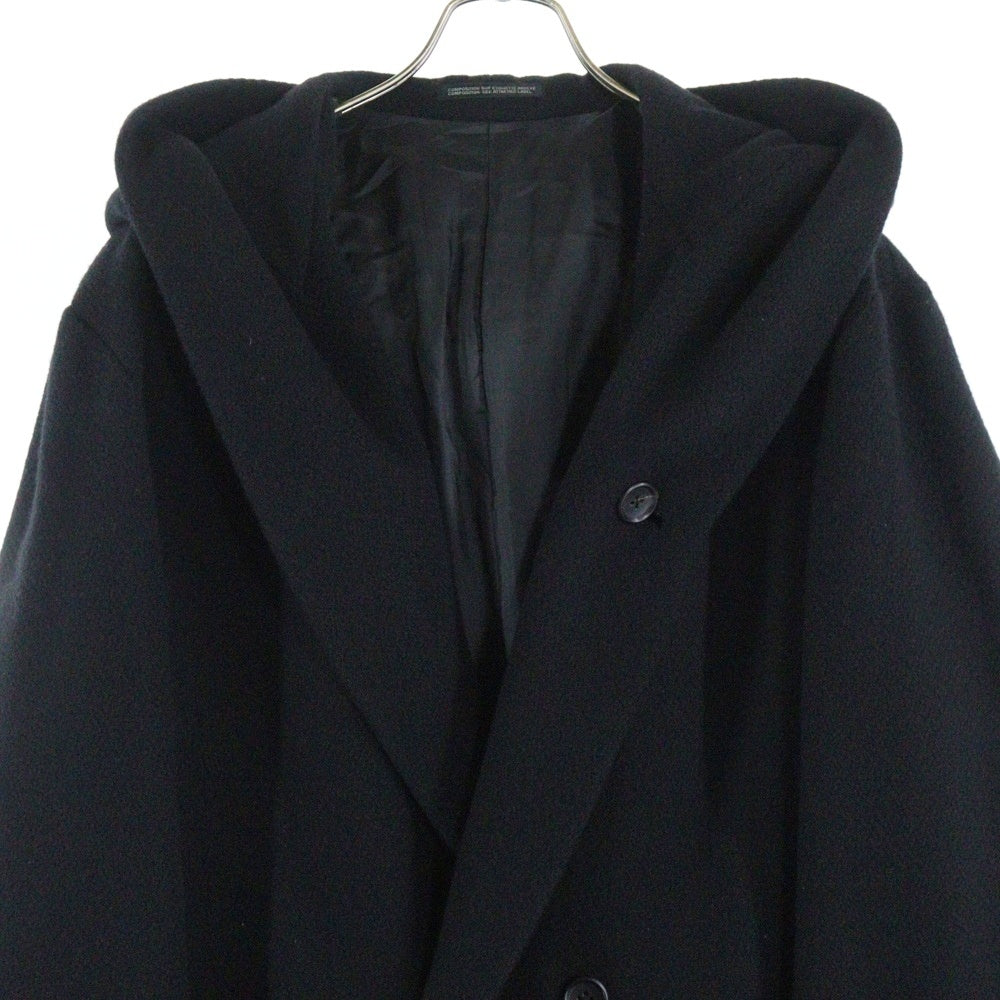 Yohji Yamamoto(ヨウジヤマモト) DOBBY TWEED THICK COAT ドビー ツイード シックコート ブラック HE-C37-525
