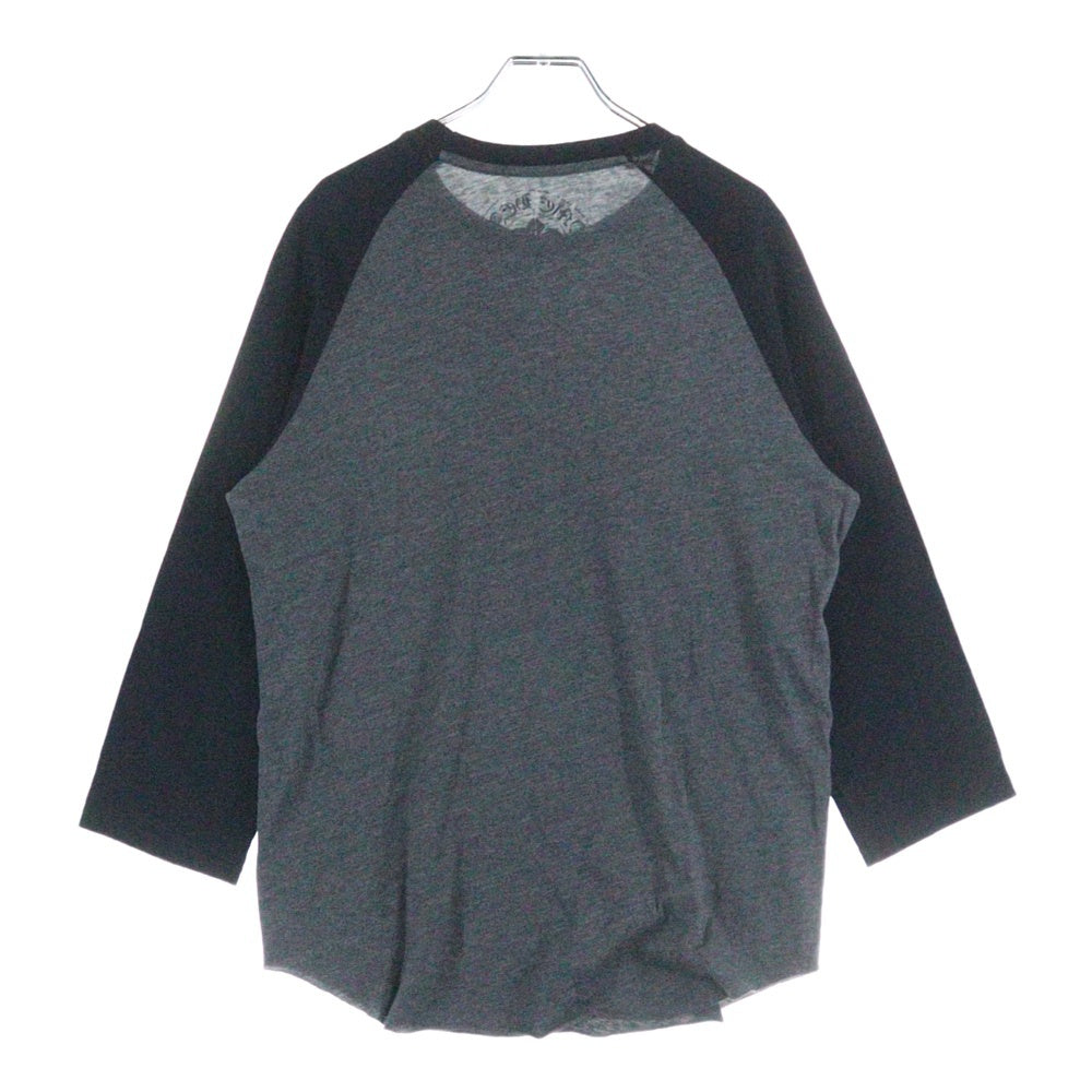 CHROME HEARTS(クロムハーツ) オールド CHパッチ/スクロールラベル装飾 ラグラン 七分丈Tシャツ カットソー グレー/ブラック