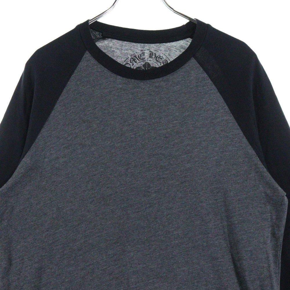 CHROME HEARTS(クロムハーツ) オールド CHパッチ/スクロールラベル装飾 ラグラン 七分丈Tシャツ カットソー グレー/ブラック