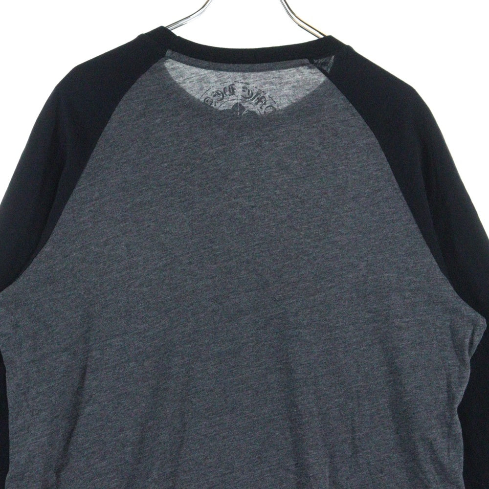 CHROME HEARTS(クロムハーツ) オールド CHパッチ/スクロールラベル装飾 ラグラン 七分丈Tシャツ カットソー グレー/ブラック